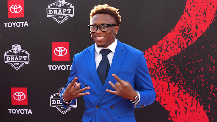 Apr 23, 2026; Pittsburgh, PA, USA; Tennessee Volunteers defensive back Colton Hood poses on the red carpet before the 2026 NFL Draft at Point State Park. Mandatory Credit: Kirby Lee-Imagn Images