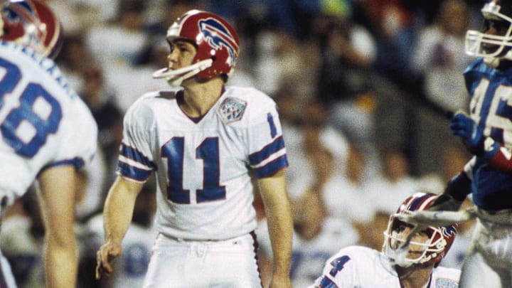 Bills kicker Scott Norwood missed a 47-yard field goal as time expired in Super Bowl XXV.