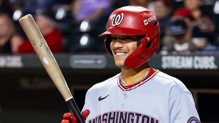 Nov 9, 2025; Mesa, AZ, USA; Washington Nationals infielder Seaver King during the Arizona Fall League Fall Stars Game at Sloan Park. Mandatory Credit: Mark J. Rebilas-Imagn Images Nov 9, 2025; Mesa, AZ, USA; Washington Nationals infielder Seaver King during the Arizona Fall League Fall Stars Game at Sloan Park. Mandatory Credit: Mark J. Rebilas-Imagn Images