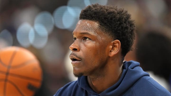 May 12, 2026; San Antonio, Texas, USA; Minnesota Timberwolves guard Anthony Edwards (5) warms up before game five of the second round of the 2026 NBA Playoffs against the San Antonio Spurs at Frost Bank Center. Mandatory Credit: Scott Wachter-Imagn Images May 12, 2026; San Antonio, Texas, USA; Minnesota Timberwolves guard Anthony Edwards (5) warms up before game five of the second round of the 2026 NBA Playoffs against the San Antonio Spurs at Frost Bank Center. Mandatory Credit: Scott Wachter-Imagn Images