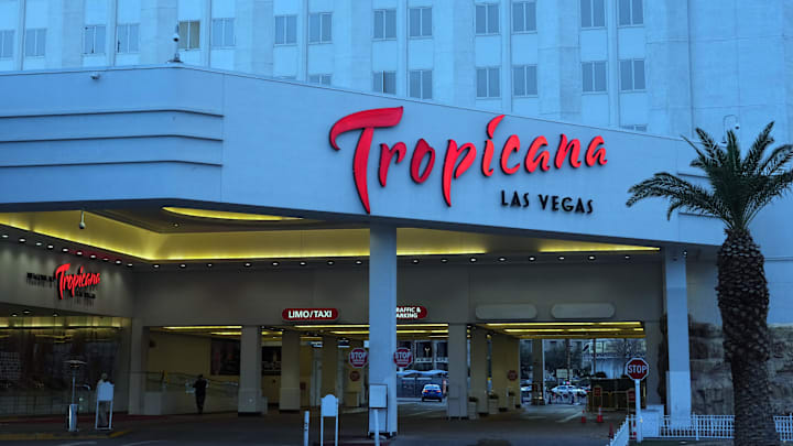 Feb 7, 2024; Las Vegas, NV, USA; The Tropicana hotel and casino on the strip. Mandatory Credit: Kirby Lee-Imagn Images Feb 7, 2024; Las Vegas, NV, USA; The Tropicana hotel and casino on the strip. Mandatory Credit: Kirby Lee-Imagn Images