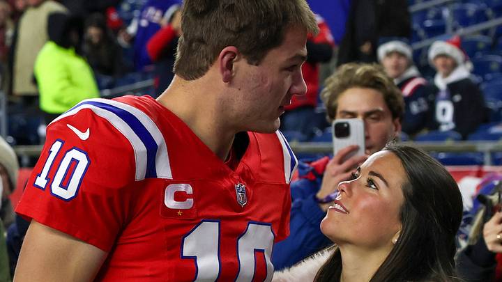 Drake Maye of the New England Patriots and his wife, Ann Michael Maye.