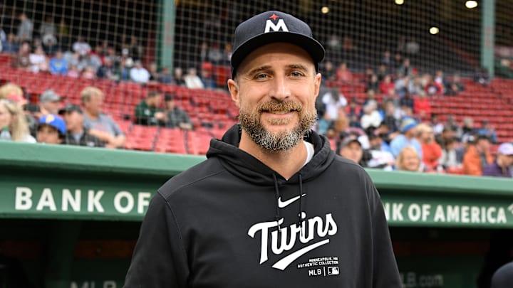 Sep 22, 2024; Boston, MA, USA; Minnesota Twins manager Rocco Baldelli (5) before a game against the Boston Red Sox at Fenway Park. Sep 22, 2024; Boston, MA, USA; Minnesota Twins manager Rocco Baldelli (5) before a game against the Boston Red Sox at Fenway Park.