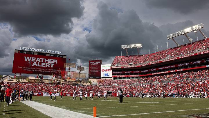Cleveland Browns, Tampa Bay Buccaneers halted due to inclement weather near Raymond James Stadium.