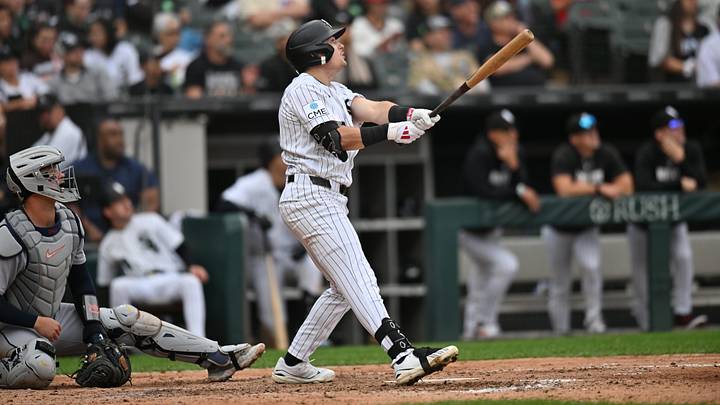 Sep 19, 2026; Chicago, Illinois, USA; Chicago White Sox left fielder Sam Antonacci (17) hits a sacrifice fly ball RBI against the Detroit Tigers during the fifth inning at Rate Field. Mandatory Credit: Patrick Gorski-Imagn Images Sep 19, 2026; Chicago, Illinois, USA; Chicago White Sox left fielder Sam Antonacci (17) hits a sacrifice fly ball RBI against the Detroit Tigers during the fifth inning at Rate Field. Mandatory Credit: Patrick Gorski-Imagn Images