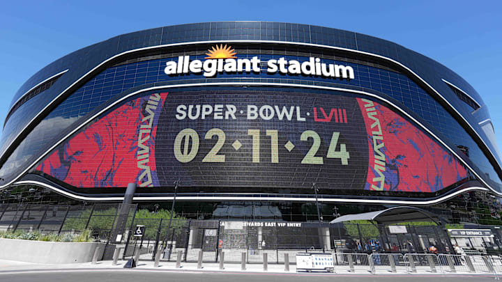 Aug 13, 2023; Paradise, Nevada, USA; The Super Bowl LVIII (Super Bowl 58 logo) on the Allegiant