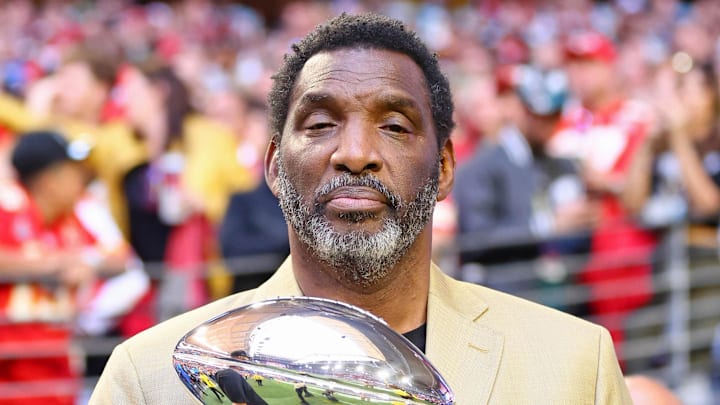 Feb 12, 2023; Glendale, Arizona, US; Doug Williams holds the Vince Lombardi trophy before Super Bowl LVII between the Kansas City Chiefs and the Philadelphia Eagles at State Farm Stadium. Mandatory Credit: Mark J. Rebilas-Imagn Images Feb 12, 2023; Glendale, Arizona, US; Doug Williams holds the Vince Lombardi trophy before Super Bowl LVII between the Kansas City Chiefs and the Philadelphia Eagles at State Farm Stadium. Mandatory Credit: Mark J. Rebilas-Imagn Images