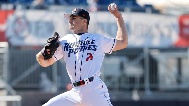 Jonathan Santucci started on the mound for the Rumble Ponies in their home opener at Mirabito Stadium on April 8, 2026. Binghamton won, 11-3, over the Somerset Patriots. Jonathan Santucci started on the mound for the Rumble Ponies in their home opener at Mirabito Stadium on April 8, 2026. Binghamton won, 11-3, over the Somerset Patriots.