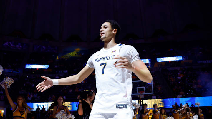 Jesse Edwards takes the floor at the WVU Coliseum on Senior Night.
