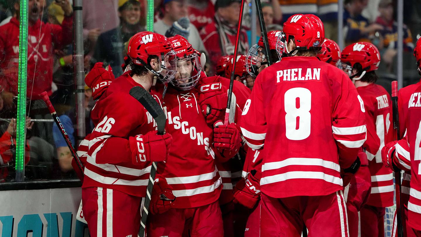 The Wisconsin Badgers men's hockey team meets the Denver Pioneers in the 2026 Frozen Four national championship gam
