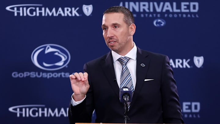 Dec 8, 2025; University Park, PA, USA; Matt Campbell is announced as the Penn State Nittany Lions new head coach during a press conference at the Beaver Stadium Press Room. Mandatory Credit: Matthew O'Haren-Imagn Images Dec 8, 2025; University Park, PA, USA; Matt Campbell is announced as the Penn State Nittany Lions new head coach during a press conference at the Beaver Stadium Press Room. Mandatory Credit: Matthew O'Haren-Imagn Images