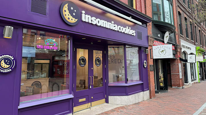 Insomnia Cookies shop seen on June 1, 2024, on the Church Street Markplace in Burlington.