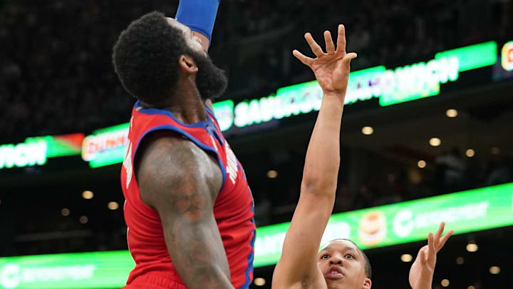 Dec 20, 2019; Boston, MA, USA; Boston Celtics forward Grant Williams (12) shoots over Detroit