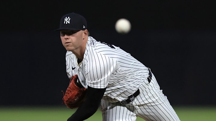 Feb 25, 2026; Tampa, Florida, USA; New York Yankees starting pitcher Ryan Weathers (40) throws a pitch during the first inning against the against the Washington Nationals at George M. Steinbrenner Field. Mandatory Credit: Kim Klement Neitzel-Imagn Images Feb 25, 2026; Tampa, Florida, USA; New York Yankees starting pitcher Ryan Weathers (40) throws a pitch during the first inning against the against the Washington Nationals at George M. Steinbrenner Field. Mandatory Credit: Kim Klement Neitzel-Imagn Images