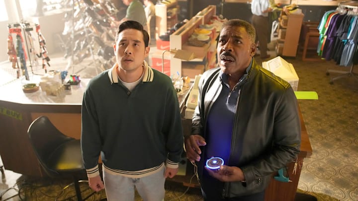 QUANTUM LEAP -- "One Night in Koreatown" Episode 205 -- Pictured: (l-r) Raymond Lee as Dr. Ben Song, Ernie Hudson as Magic -- (Photo by: Casey Durkin/NBC)