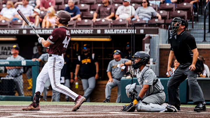 Hunter Hines watches a home run during a game this season.