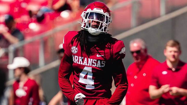 Arkansas Razorbacks cornerback La'Khi Roland reacts after making a tackle in the spring game Arkansas Razorbacks cornerback La'Khi Roland reacts after making a tackle in the spring game