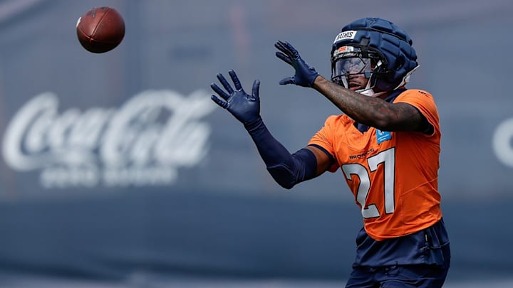 Jul 24, 2025; Englewood, CO, USA; Denver Broncos cornerback Damarri Mathis (27) during Denver Broncos Training Camp. Jul 24, 2025; Englewood, CO, USA; Denver Broncos cornerback Damarri Mathis (27) during Denver Broncos Training Camp.