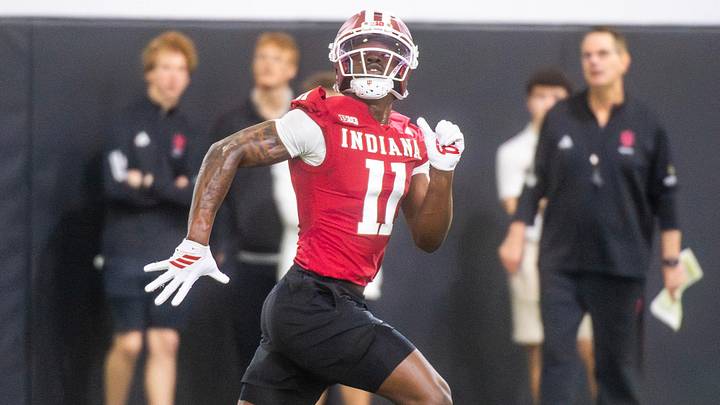 Indiana's Nick Marsh (11) during Indiana University spring football practice on Thursday, March 26, 2026. Indiana's Nick Marsh (11) during Indiana University spring football practice on Thursday, March 26, 2026.