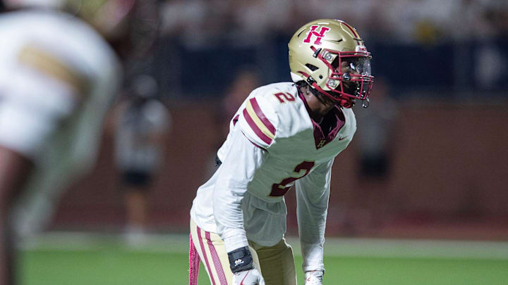 Hartfield's Bralan Womack (2) and the Hawks take on MRA in Madison, Miss., Friday, Oct. 11, 2024.