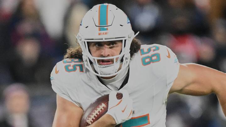 Miami Dolphins tight end Greg Dulcich Miami Dolphins tight end Greg Dulcich