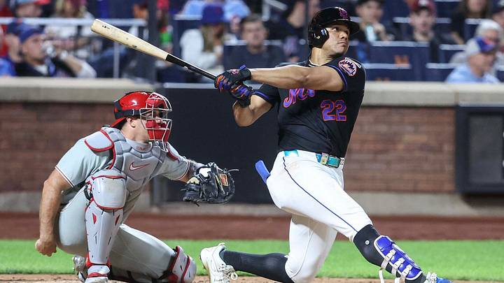 Sep 18, 2026; New York City, New York, USA; New York Mets left fielder Juan Soto (22) hits a three-run home run in the sixth inning against the Philadelphia Phillies at Citi Field. Mandatory Credit: Wendell Cruz-Imagn Images Sep 18, 2026; New York City, New York, USA; New York Mets left fielder Juan Soto (22) hits a three-run home run in the sixth inning against the Philadelphia Phillies at Citi Field. Mandatory Credit: Wendell Cruz-Imagn Images