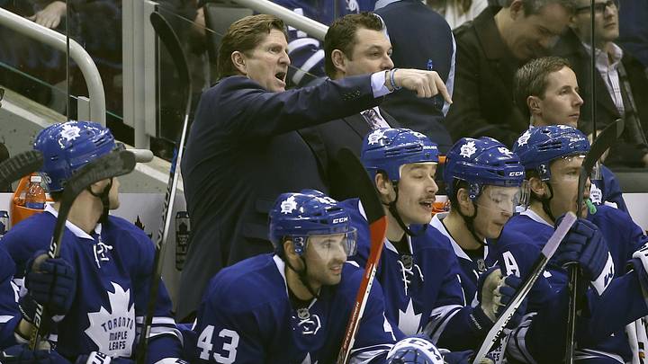 Nov 30, 2015; Toronto, Ontario, CAN; Toronto Maple Leafs head coach Mike Babcock yells from behind the bench against the Edmonton Oilers at Air Canada Centre. Mandatory Credit: Tom Szczerbowski-Imagn Images Nov 30, 2015; Toronto, Ontario, CAN; Toronto Maple Leafs head coach Mike Babcock yells from behind the bench against the Edmonton Oilers at Air Canada Centre. Mandatory Credit: Tom Szczerbowski-Imagn Images