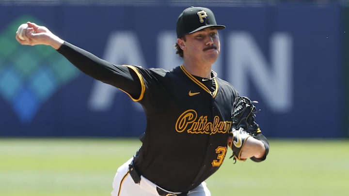 Pittsburgh Pirates starting pitcher Paul Skenes (30) delivers a pitch against the Chicago Cubs during the first inning at PNC Park. 