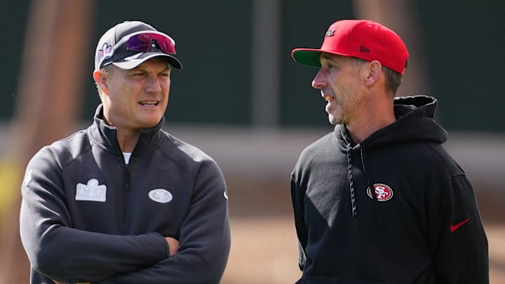San Francisco 49ers general manager John Lynch (L) and head coach Kyle Shanahan (R)