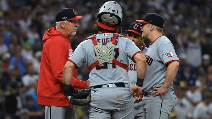 Oct 13, 2026; St. Petersburg, Florida, USA; Cleveland Guardians pitching coach Carl Willis (51) visits pitcher Parker Messick (77) on the mound during the fourth inning against the Tampa Bay Rays in game two of the ALCS for the 2026 MLB Playoffs at Tropicana Field. Mandatory Credit: Kim Klement Neitzel-Imagn Images Oct 13, 2026; St. Petersburg, Florida, USA; Cleveland Guardians pitching coach Carl Willis (51) visits pitcher Parker Messick (77) on the mound during the fourth inning against the Tampa Bay Rays in game two of the ALCS for the 2026 MLB Playoffs at Tropicana Field. Mandatory Credit: Kim Klement Neitzel-Imagn Images