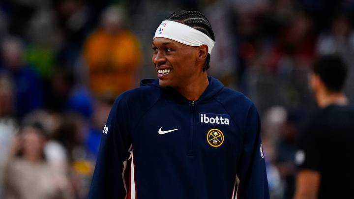 Denver Nuggets guard Peyton Watson (8) smiles