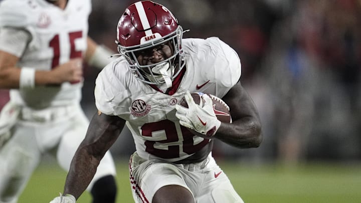 Sep 27, 2025; Athens, Georgia, USA; Alabama Crimson Tide running back Jam Miller (26) runs against the Georgia Bulldogs in the first half at Sanford Stadium. Mandatory Credit: Dale Zanine-Imagn Images Sep 27, 2025; Athens, Georgia, USA; Alabama Crimson Tide running back Jam Miller (26) runs against the Georgia Bulldogs in the first half at Sanford Stadium. Mandatory Credit: Dale Zanine-Imagn Images