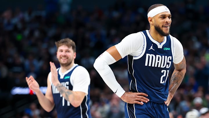 Feb 10, 2024; Dallas, Texas, USA; Dallas Mavericks guard Luka Doncic (77) claps for Dallas Mavericks