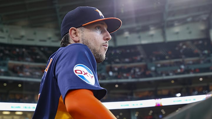 Sep 8, 2024; Houston, Texas, USA; Houston Astros designated hitter Kyle Tucker (30) walks out of the dugout before the game against the Arizona Diamondbacks at Minute Maid Park. Sep 8, 2024; Houston, Texas, USA; Houston Astros designated hitter Kyle Tucker (30) walks out of the dugout before the game against the Arizona Diamondbacks at Minute Maid Park.