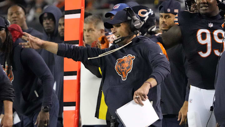 Coach Ben Johnson reacts to a play on the sidelines in Monday's Bears loss.