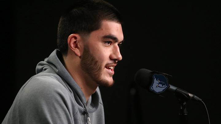 Sep 28, 2026; Memphis, TN, USA; Memphis Grizzlies center Zach Edey (14) speaks at media day at FedEx Forum. Mandatory Credit: Petre Thomas-Imagn Images Sep 28, 2026; Memphis, TN, USA; Memphis Grizzlies center Zach Edey (14) speaks at media day at FedEx Forum. Mandatory Credit: Petre Thomas-Imagn Images