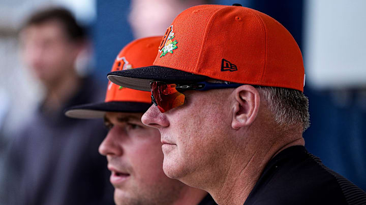 Detroit Tigers manager A.J. Hinch, right, and pitcher Tarik Skubal.