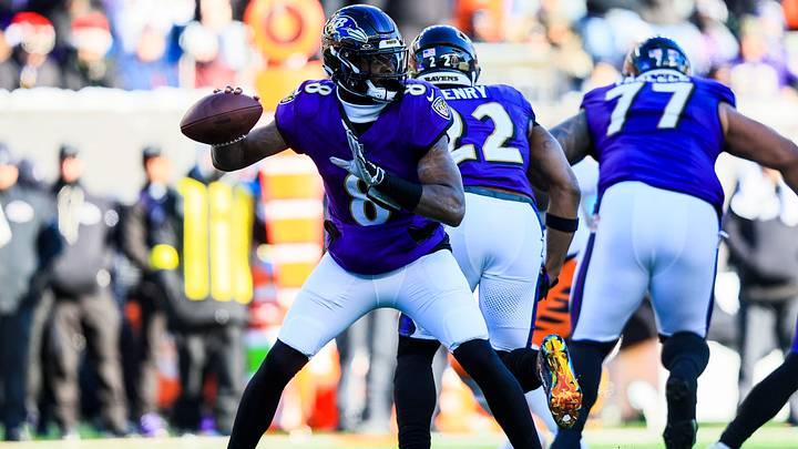Dec 14, 2025; Cincinnati, Ohio, USA; Baltimore Ravens quarterback Lamar Jackson (8) throws a pass against the Cincinnati Bengals in the first half at Paycor Stadium. Mandatory Credit: Katie Stratman-Imagn Images Dec 14, 2025; Cincinnati, Ohio, USA; Baltimore Ravens quarterback Lamar Jackson (8) throws a pass against the Cincinnati Bengals in the first half at Paycor Stadium. Mandatory Credit: Katie Stratman-Imagn Images