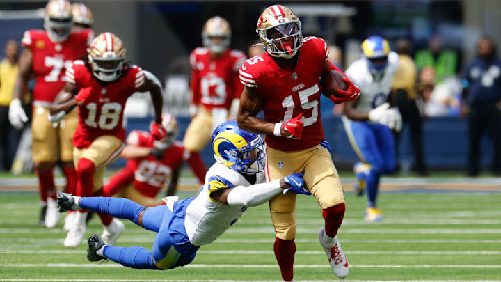 San Francisco 49ers wide receiver Jauan Jennings and Los Angeles Rams defensive back Kamren Curl