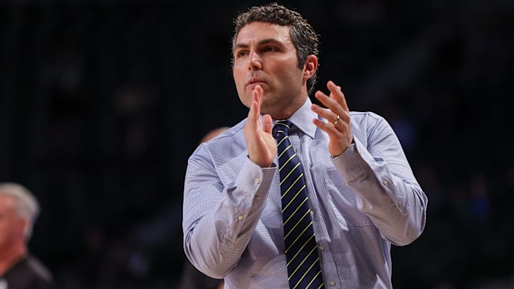 Georgia Tech Yellow Jackets head coach Josh Pastner on the sideline against the Notre Dame Fighting Irish in the first half at McCamish Pavilion. Mandatory Credit: Brett Davis-Imagn Images