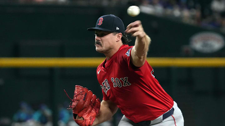 Sep 5, 2025; Phoenix, Arizona, USA; Boston Red Sox pitcher Payton Tolle (70) throws against the Arizona Diamondbacks in the first inning at Chase Field. Mandatory Credit: Rick Scuteri-Imagn Images