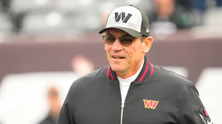 Dec 24, 2023; East Rutherford, New Jersey, USA;  Washington Commanders head coach Ron Rivera pregame