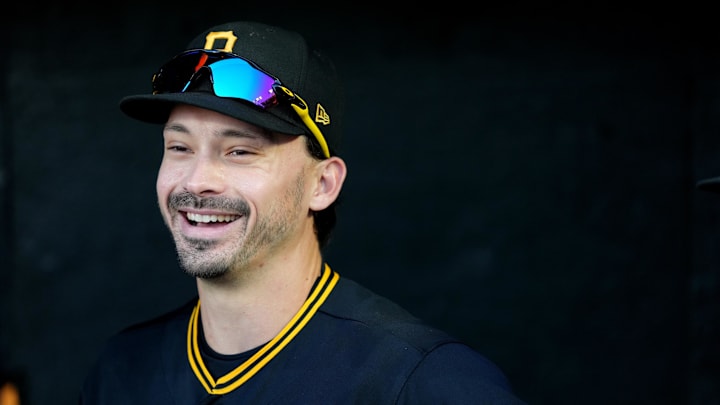 May 8, 2026; San Francisco, California, USA; Pittsburgh Pirates left fielder Bryan Reynolds (10) smiles in the dugout before a game against the San Francisco Giants at Oracle Park. Mandatory Credit: Cary Edmondson-Imagn Images May 8, 2026; San Francisco, California, USA; Pittsburgh Pirates left fielder Bryan Reynolds (10) smiles in the dugout before a game against the San Francisco Giants at Oracle Park. Mandatory Credit: Cary Edmondson-Imagn Images