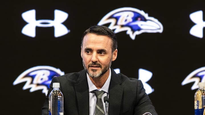 Jan 29, 2026; Owings Mills, MD, USA; Jesse Minter at press conference at Under Armour Performance Center. Mandatory Credit: Lexi Thompson-Imagn Images