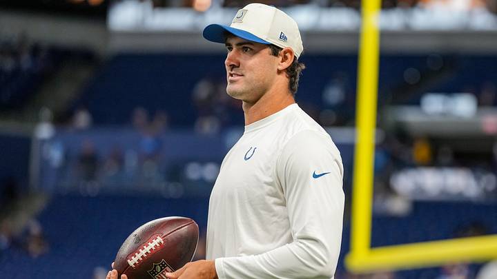 Indianapolis Colts quarterback Daniel Jones (17) stands not the field Saturday, Aug. 29, 2026, ahead of the game against the Detroit Lions at Lucas Oil Stadium in Indianapolis. Indianapolis Colts quarterback Daniel Jones (17) stands not the field Saturday, Aug. 29, 2026, ahead of the game against the Detroit Lions at Lucas Oil Stadium in Indianapolis.