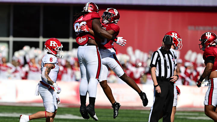 Oct 21, 2023; Bloomington, Indiana, USA; Indiana Hoosiers defensive lineman Philip Blidi (96) and