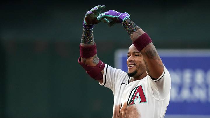 May 5, 2026; Phoenix, Arizona, USA; Arizona Diamondbacks second baseman Ketel Marte (4) celebrates after hitting a triple against the Pittsburgh Pirates in the first inning at Chase Field. Mandatory Credit: Rick Scuteri-Imagn Images May 5, 2026; Phoenix, Arizona, USA; Arizona Diamondbacks second baseman Ketel Marte (4) celebrates after hitting a triple against the Pittsburgh Pirates in the first inning at Chase Field. Mandatory Credit: Rick Scuteri-Imagn Images