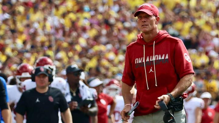 Oklahoma coach Brent Venables yells at one of his players during the Sooners' game against Michigan. Oklahoma coach Brent Venables yells at one of his players during the Sooners' game against Michigan.