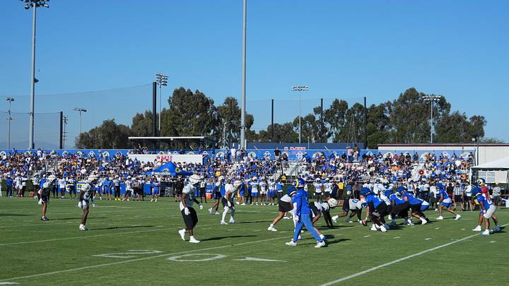 Jul 23, 2025; Los Angeles, CA, USA; A general overall view of Los Angeles Rams training camp at Loyola Marymount University. Mandatory Credit: Kirby Lee-Imagn Images