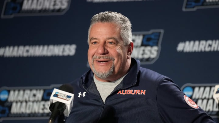 Mar 21, 2024; Spokane, WA, USA; Auburn Tigers coach Bruce Pearl at a press conference at Spokane